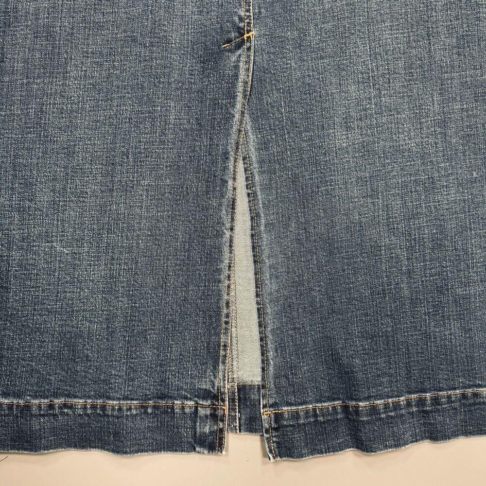 Y2K Old Navy Denim Midi Skirt Plus 20 (43x34) Blue Stretch Back Split Womens - Picture 8 of 8